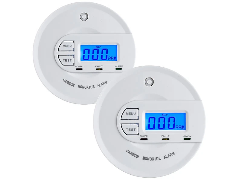 VisorTech CO Warner:2er-Set Kohlenmonoxid-Melder, 10-Jahres-Sensor, Display, EN 50291 - Image 2