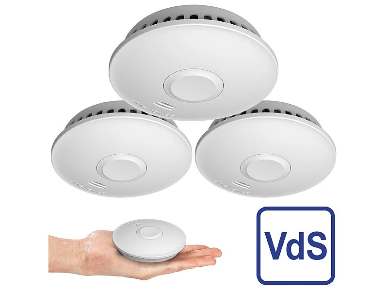 VisorTech Feuermelder Funk:3er-Set Vernetzbare Funk-Rauchmelder, 85 DB, VdS, 10-J.-Batterie - Image 2