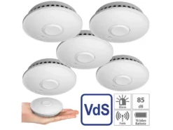 VisorTech Rauchmelder Brandschutz:5er-Set Vernetzbare Funk-Rauchmelder, 85 DB, VdS, 10-J.-Batterie