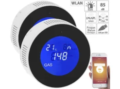 VisorTech Erdgasmelder:2er-Set WLAN-Multi-Gasmelder, Mit App & Sprachansage