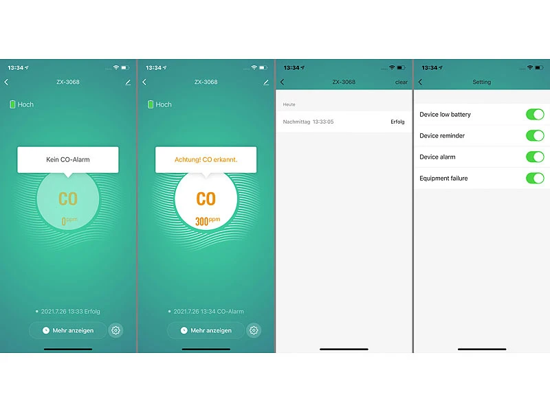 VisorTech Kohlenmonoxid Warner:WLAN-Kohlenmonoxid-Melder, LCD-Display, App, 85dB, Gem. DIN EN 50291-1 - Image 7