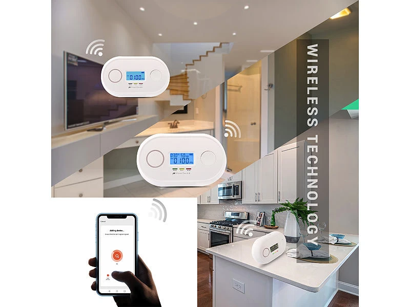 VisorTech Kohlenmonoxid Warner:WLAN-Kohlenmonoxid-Melder, LCD-Display, App, 85dB, Gem. DIN EN 50291-1 - Image 6