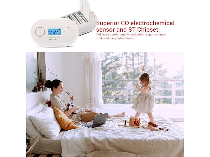 VisorTech Kohlenmonoxid Warner:WLAN-Kohlenmonoxid-Melder, LCD-Display, App, 85dB, Gem. DIN EN 50291-1 - Image 11
