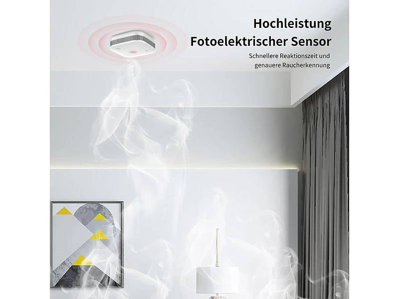 VisorTech Rauchwarnmelder:5er-Set WLAN-Design-Rauchmelder Mit Weltweiter App-Benachrichtigung - Image 8