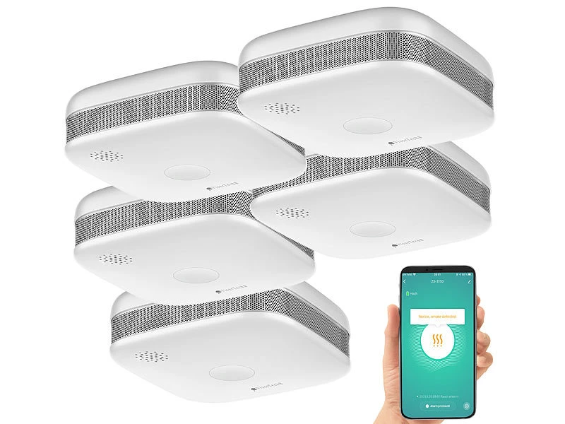 VisorTech Rauchwarnmelder:5er-Set WLAN-Design-Rauchmelder Mit Weltweiter App-Benachrichtigung - Image 3