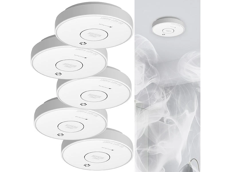 VisorTech Rauchmelder Funkvernetzt:5er-Set Drahtlos Vernetzbare Funk-Rauchwarnmelder, 85 DB - Image 2