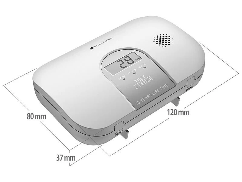 VisorTech Kohlenmonoxid Messgerät:4er-Set Kohlenmonoxid-Melder, 10-Jahres-Sensor, 85 DB, EN 50291 - Image 6