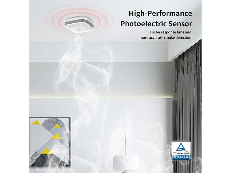 VisorTech Funkfeuermelder:3er-Set Drahtlos Vernetzbare Funk-Rauchwarnmelder, 5-Jahres-Batterie - Image 5