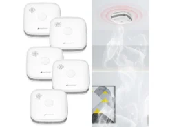 VisorTech Rauch-Melder-Alarmanlage:5er-Set Drahtlos Vernetzbare Funk-Rauchwarnmelder, 5-Jahres-Batterie