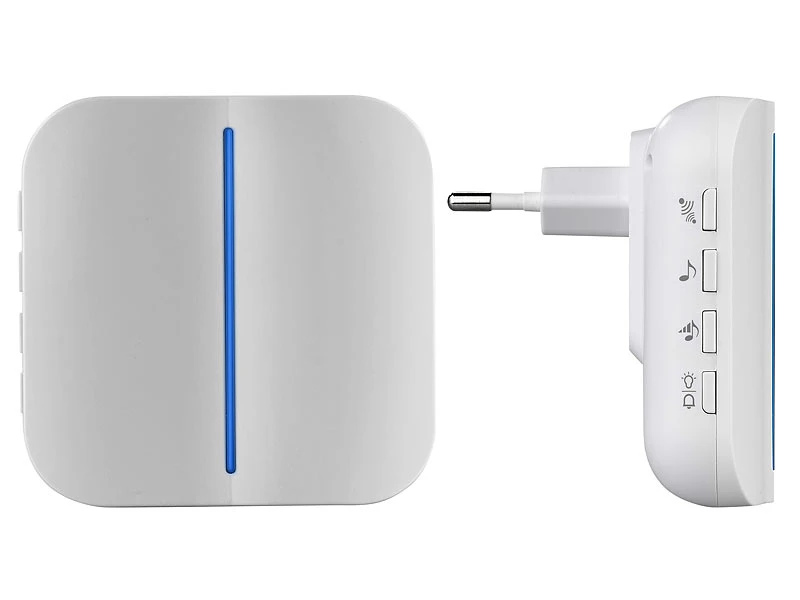 Somikon WLAN Türklingel:2 WLAN-Steckdosen-Empfänger, Kinetischer Klingelknopf, App, 100m, 80dB - Image 8