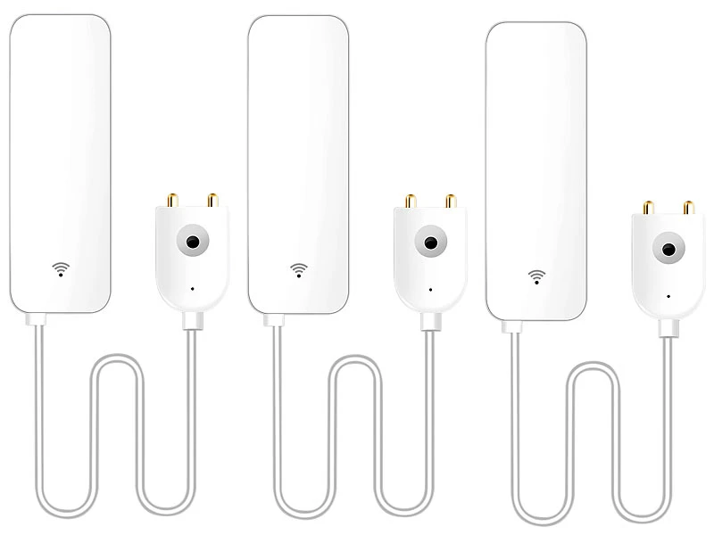 Luminea Home Control Wasserwarner:3er-Set WLAN-Wassermelder, Externer Sensor, App,2 Jr. Batterielaufzeit - Image 2