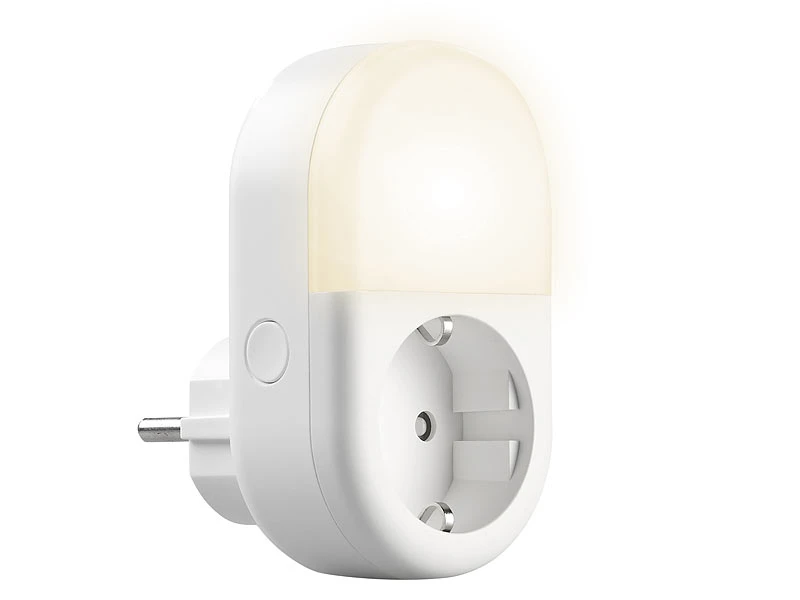 Luminea Home Control Nachtlicht-Lampen:WLAN-Steckdose Mit Smartem LED-Nachtlicht, App & Sprachsteuerung, 16 A - Image 2