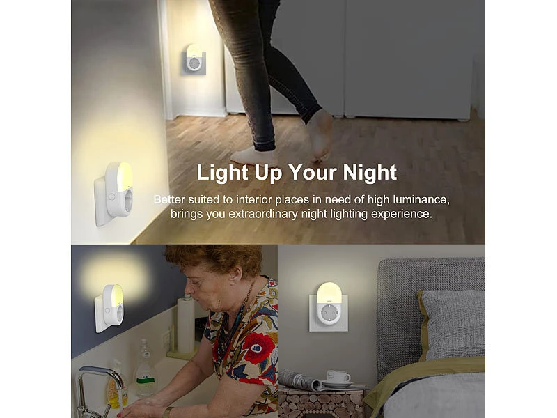 Luminea Home Control LED-Nachtlicht-Plug-in:2er-Set WLAN-Steckdose Mit LED-Nachtlicht, App & Sprachsteuerung, 16 A - Image 8