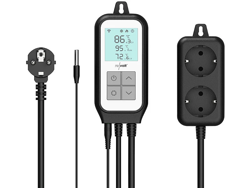 Revolt Universalthermostat:WLAN-Steckdosen-Thermostat Für 2 Geräte, Sensor, App,Versandrückläufer - Image 2