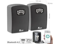 Xcase Bluetooth-Schlüsselsafe:2er Set Mini-Schlüssel-Safe Mit Bluetooth Und App, IP54