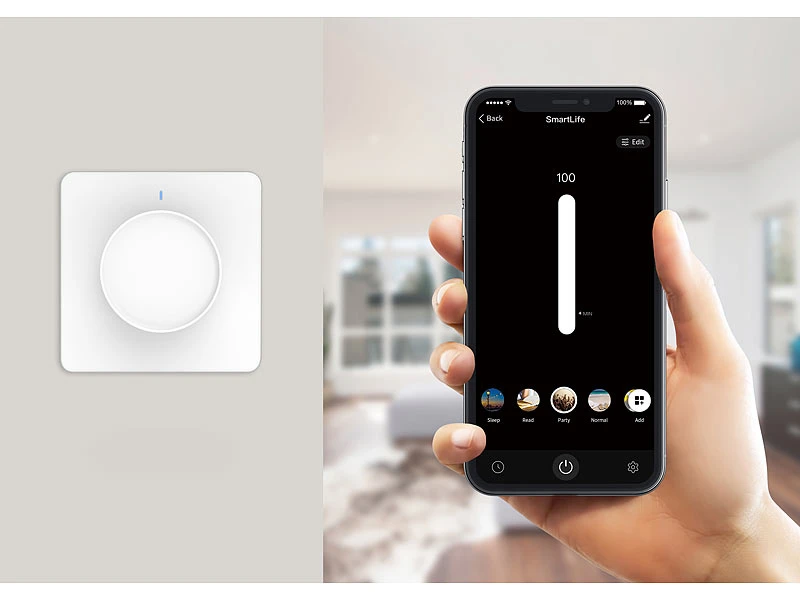 Luminea Home Control Alexa Dimmer-Schalter:4er WLAN-Lichtschalter & Dimmer Mit Dreh-/Drück-Funktion Und App - Image 11