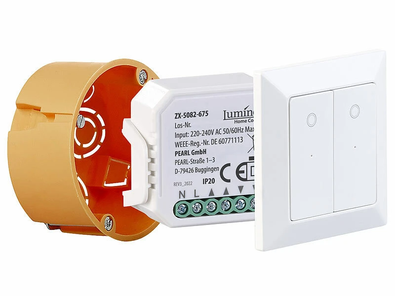 Luminea Home Control WLAN Rolladenschalter:2er-Set WLAN-Unterputzmodule Für Smarte Rollladen, App & Sprachbefehl - Image 5