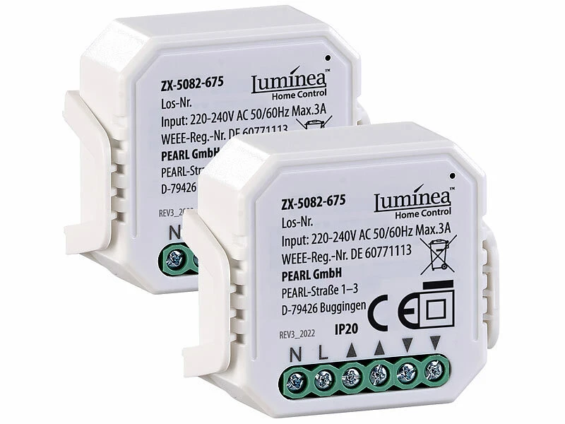 Luminea Home Control WLAN Rolladenschalter:2er-Set WLAN-Unterputzmodule Für Smarte Rollladen, App & Sprachbefehl - Image 2