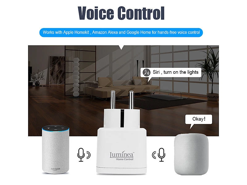 Luminea Home Control Funksteckdosen:WLAN-Steckdose, Apple-HomeKit-zertifiziert, Mit App & Sprachsteuerung - Image 9