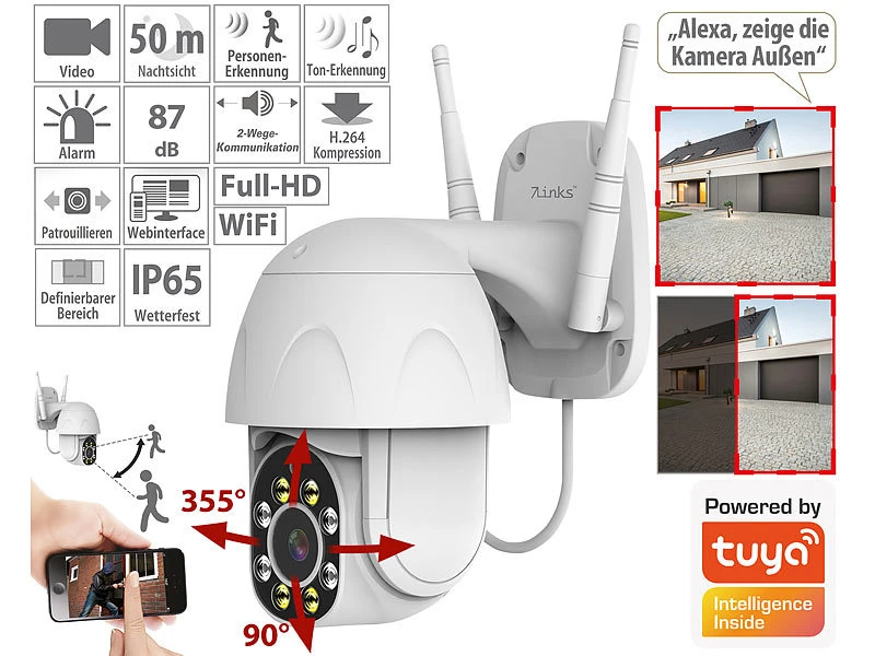 7links WLAN-IP-Kamera Mit Full HD, PT, Nachtsicht, Versandrückläufer - Image 2