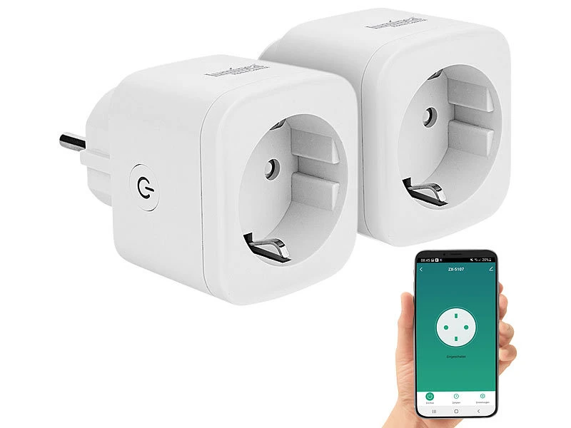 Luminea Home Control Smarte Steckdose:2er-Set WLAN-Steckdosen, Apple-HomeKit-zertifiziert, Sprachsteuerung - Image 3