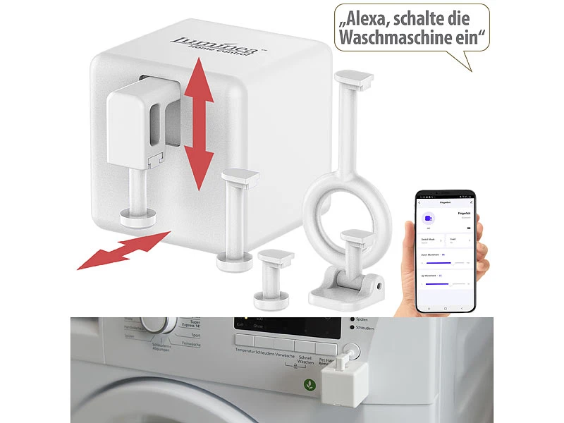 Luminea Home Control Smarter Schalter Aufsatz:Schalt-Aufsatz Für Kippschalter & Taster, Bluetooth Mit WLAN Gateway - Image 8