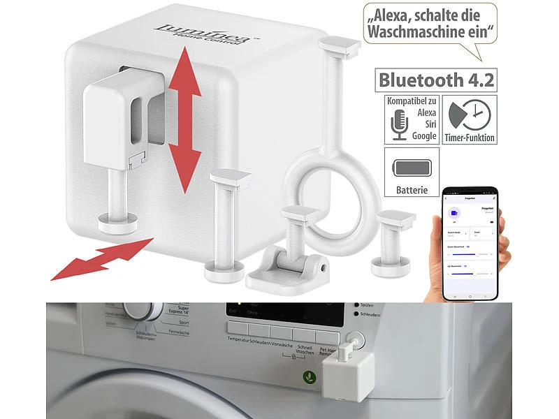 Luminea Home Control Bluetooth Schalter:4er-Set Smarte Schalter-Aufsätze Für Kippschalter & Taster, Mit App - Image 8