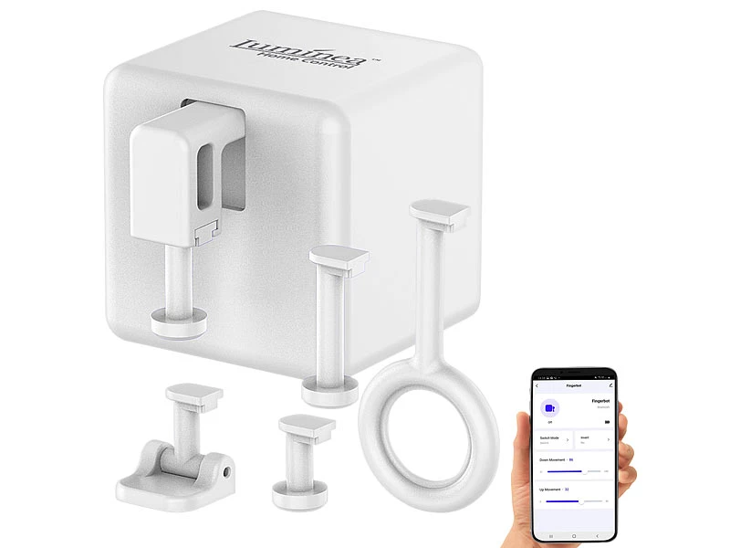 Luminea Home Control Fingerbot:Smarter Schalter-Aufsatz Für Kippschalter & Taster, App, Bluetooth - Image 2