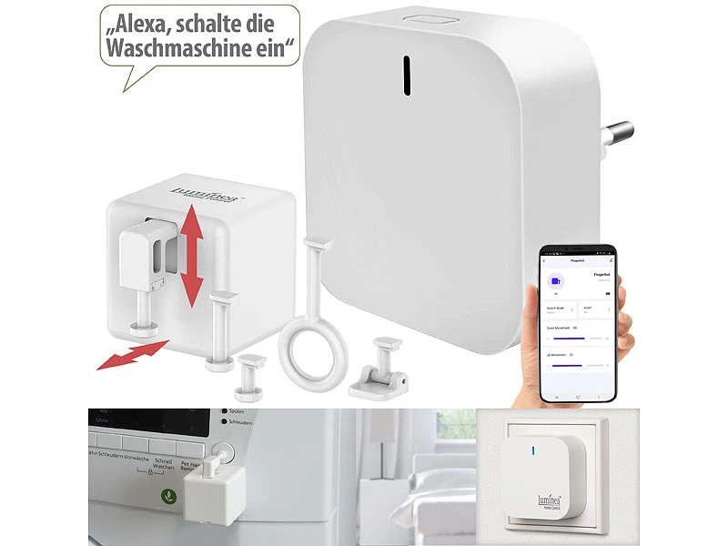 Luminea Home Control Smarter Schalter Aufsatz:Schalt-Aufsatz Für Kippschalter & Taster, Bluetooth Mit WLAN Gateway - Image 2