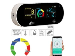 AGT Luftmesser:5in1-Akku-Luftqualitätsmesser, HCHO, PM1/2,5, Temperatur U.v.m., App