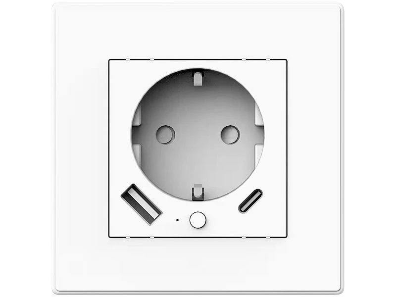 Luminea Home Control Unterputz Steckdose:2in1-WLAN-Unterputzsteckdose Mit USB-C- Und USB-A-Netzteil, 2 A, App - Image 7