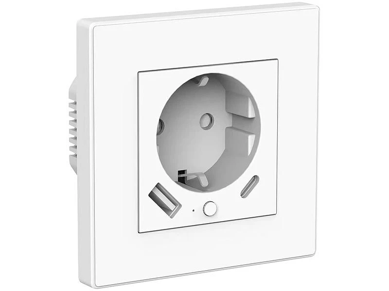 Luminea Home Control Unterputz Steckdose:2in1-WLAN-Unterputzsteckdose Mit USB-C- Und USB-A-Netzteil, 2 A, App - Image 8