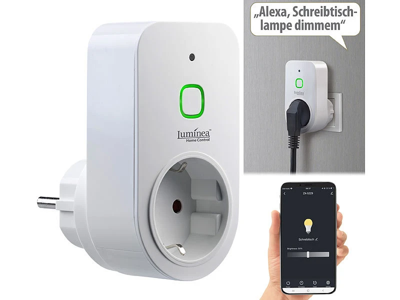 Luminea Home Control Dimmersteckdosen:3er Smarte WLAN-Dimmer-Steckdose Mit Phasenabschnittsdimmer Bis 200 W - Image 12
