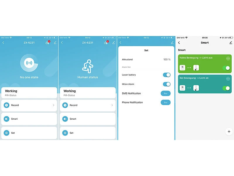 Luminea Home Control PIR Sensor:ZigBee-PIR-Bewegungsmelder, 8 M Reichweite, 128° Erfassungswinkel, App - Image 4