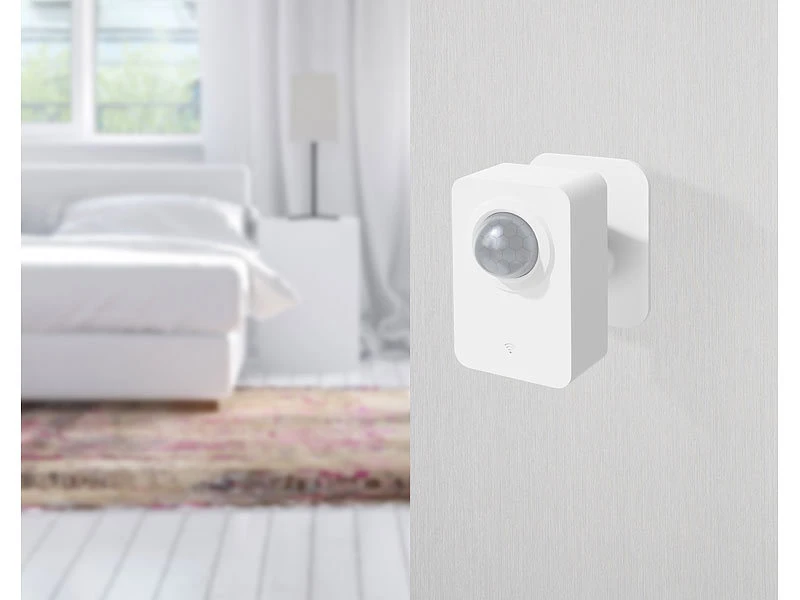 Luminea Home Control PIR Sensor:ZigBee-PIR-Bewegungsmelder, 8 M Reichweite, 128° Erfassungswinkel, App - Image 3