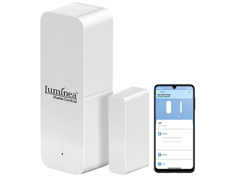 Luminea Home Control ZigBee Türkontakt:ZigBee-Tür- & Fensteralarm, Für Alexa, Google Assistant Und Siri, App - Image 3