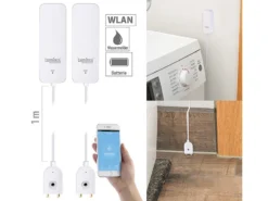 Luminea Home Control ZigBee Wassersensor:2er-Set ZigBee-Wassermelder Mit Externem Sensor, App