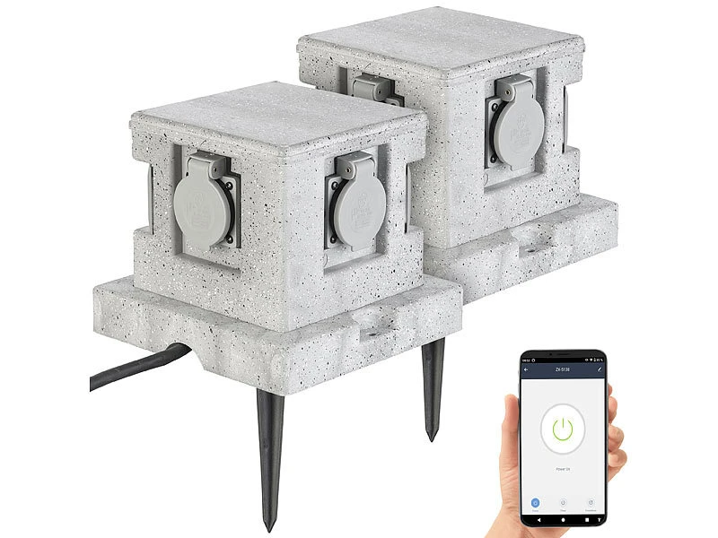 Royal Gardineer Gartensteckdose Smart:4-fach-WLAN-Garten-Steckd., App, Sprachbef., 16 A, 3.680 W, IP44 4er- - Image 3