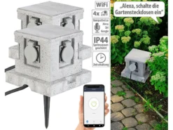 Royal Gardineer Gartensteckdose Smart:4-fach-WLAN-Garten-Steckd., App, Sprachbef., 16 A, 3.680 W, IP44 4er-