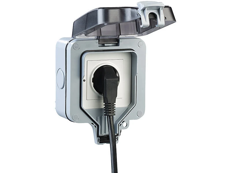 Luminea Home Control Outdoor Steckdose:Outdoor-WLAN-Aufputzsteckdose, Sprachsteuerung, Verbrauchsmesser, App - Image 11