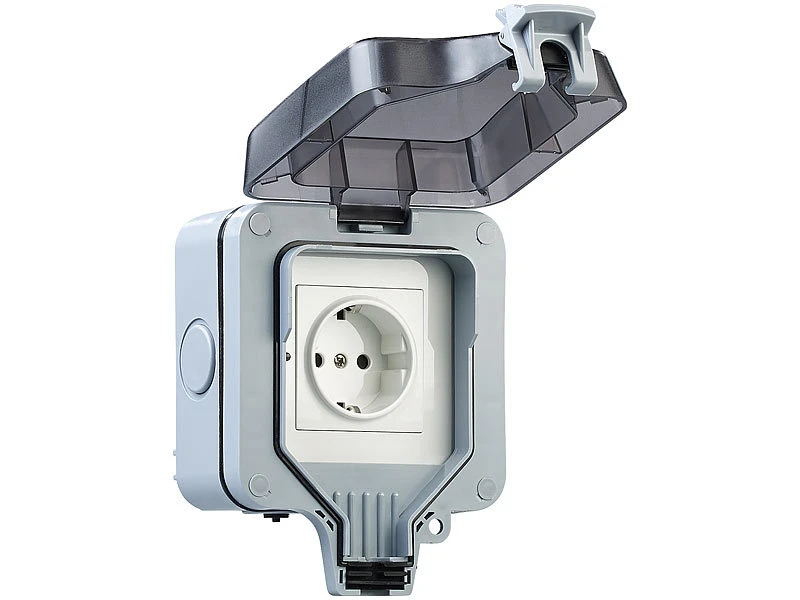 Luminea Home Control Outdoor Steckdose:Outdoor-WLAN-Aufputzsteckdose, Sprachsteuerung, Verbrauchsmesser, App - Image 12