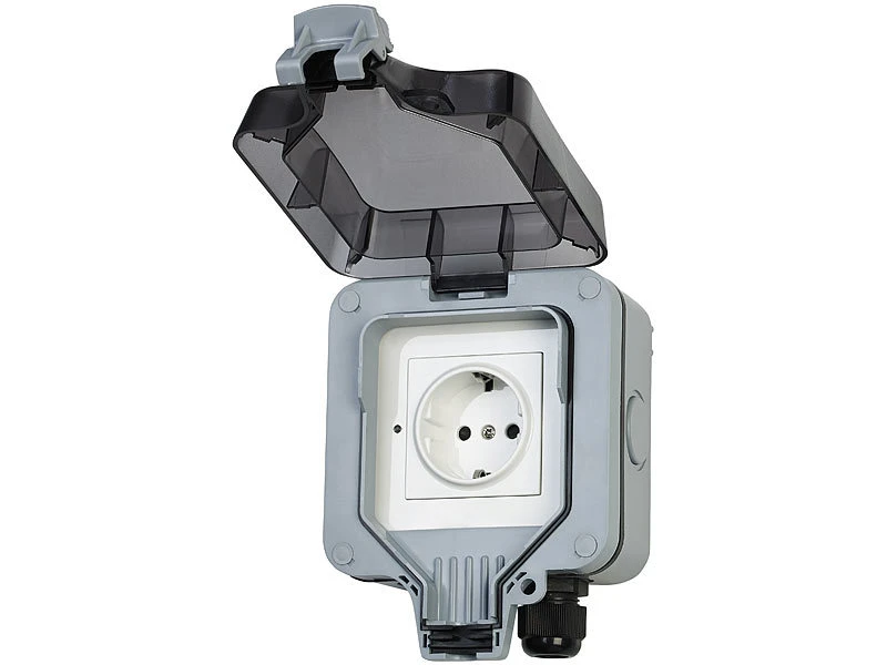 Luminea Home Control Outdoor Steckdose:Outdoor-WLAN-Aufputzsteckdose, Sprachsteuerung, Verbrauchsmesser, App - Image 9