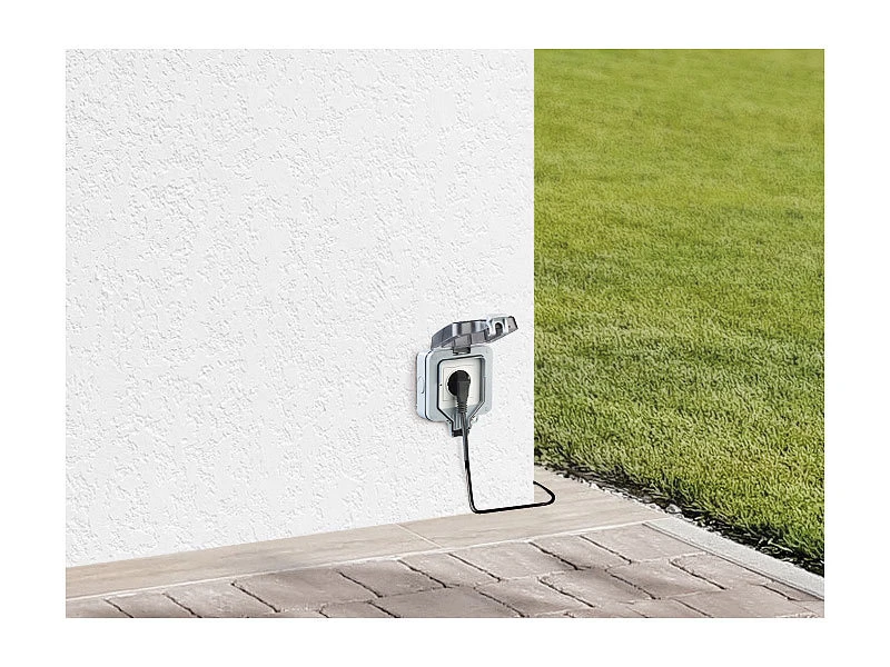 Luminea Home Control Outdoor Steckdose:Outdoor-WLAN-Aufputzsteckdose, Sprachsteuerung, Verbrauchsmesser, App - Image 4