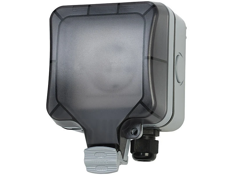 Luminea Home Control Outdoor Steckdose:Outdoor-WLAN-Aufputzsteckdose, Sprachsteuerung, Verbrauchsmesser, App - Image 8