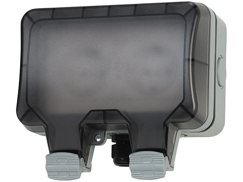 Luminea Home Control Außensteckdose WLAN:2er-Set Outdoor-WLAN-Doppelsteckdosen, Sprachbefehl, Strommessung, App - Image 8