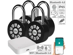 Xcase BT-Schloss:4er Metall-Vorhängeschloss Mit Zahlencode Und App, IP65 + Gateway