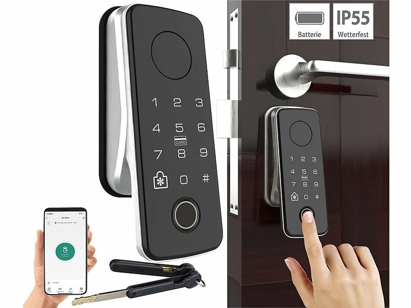 VisorTech Zahlentürschloss:Motorbetriebener ZigBee-Schließzylinder, Code, Fingerprint, App, IP55