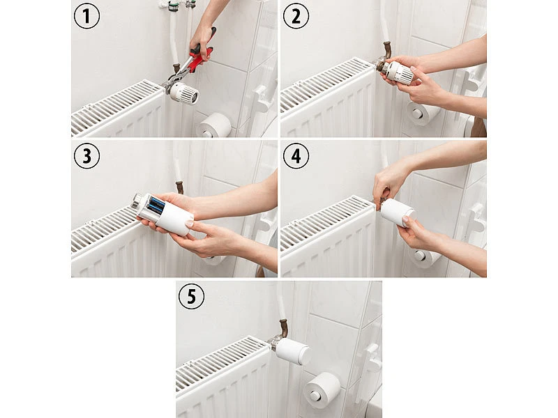 Revolt Heizkörperthermostate:3er-Set Programmierbare Heizkörper-Thermostate Mit WLAN-Gateway & App - Image 6