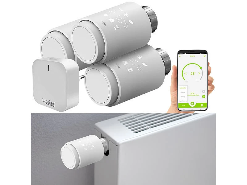 Revolt Heizkörperthermostate:3er-Set Programmierbare Heizkörper-Thermostate Mit WLAN-Gateway & App - Image 2