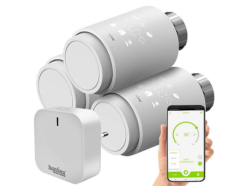 Revolt Heizkörperthermostate:3er-Set Programmierbare Heizkörper-Thermostate Mit WLAN-Gateway & App - Image 3